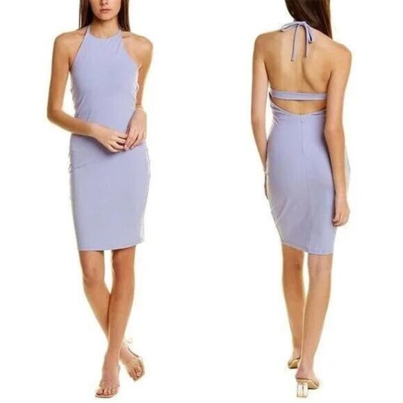 Susana Monaco Halter Bodycon Mini Sheath Dress Cutout Back Sweet Lavender Medium - Picture 1 of 15